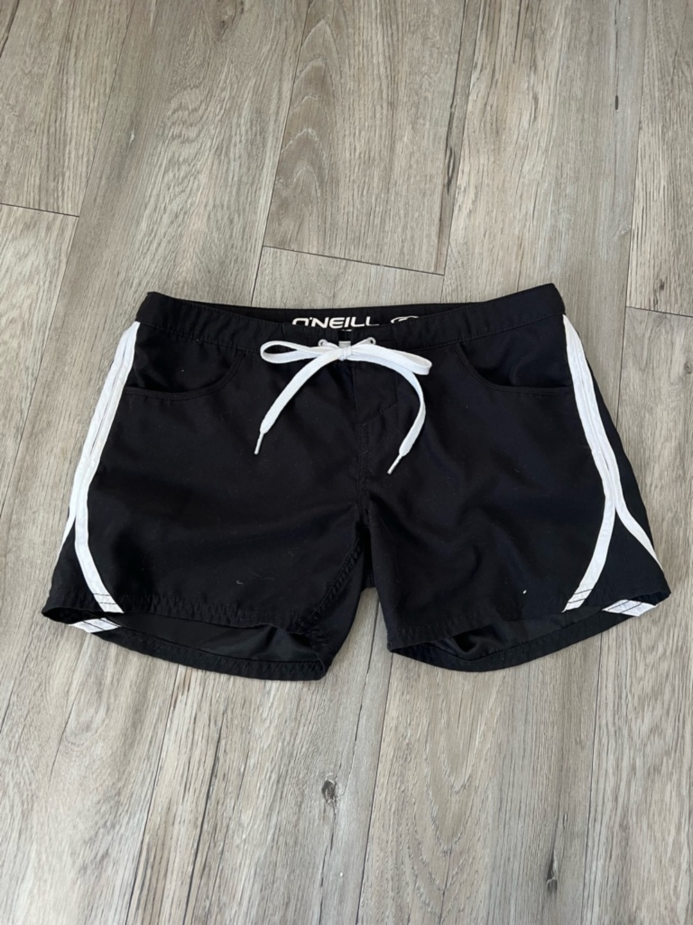 O'Neill Black Athletic Shorts with White Side Trim